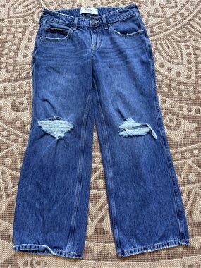 Hollister Low Rise Baggy Jeans Wide Leg Sz 26 Short Wide Leg Y2K Skater 30x28.5